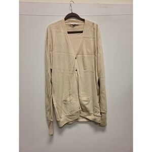 Geoffrey Beene Cardigan Sweater Mens XXL Beige Acrylic USA Made‎ Knitwear Top